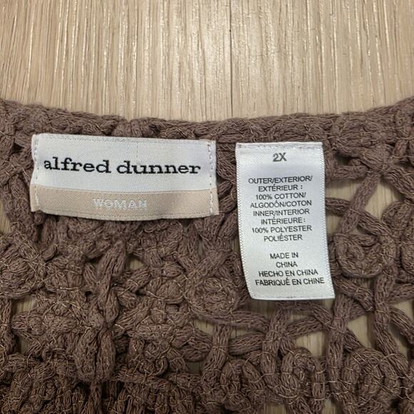 Alfred Dunner Crochet Granola Girl Cottagecore Y2K Short Sleeve Cardigan Size 2X - Picture 2 of 5